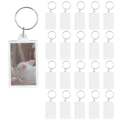 BetterJonny 20Pcs Acrylic Picture Keychain Blanks in Clear Acrylic Picture Frame Keyrings - color: Small Rectangle