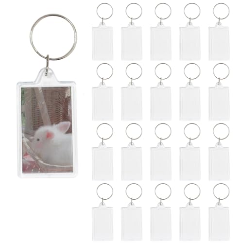BetterJonny 20Pcs Acrylic Picture Keychain Blanks in Clear Acrylic Picture Frame Keyrings - color: Small Rectangle