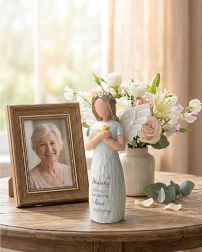 Sympathy Gifts for Loss of Loved One, 5.1” Remembrance Angel Figurines, Memorial Gifts for Loss of Mom Dad, Resin Sculpted Hand-Painted Figure Miscarriage Bereavement Gift
