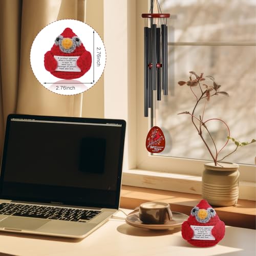 Memorial Sympathy Wind Chimes for Loss of Loved One | 26'' with Cardinal Doll, Cardinal Windchimes in Memory of a Loved One Bereavement Condolence Remembrance Gifts