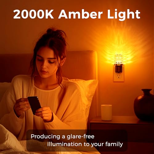 L LOHAS LED Night Light, 2 Pack Dimmable Night Lights Plug into Wall - color: Diamond-Amber, size: 2 Pack