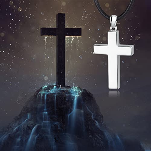 Cross Urn Necklace for ashes 925 Sterling Silver religious Cross Cremation Pendant Jewelry Faith Hope Love Gifts for Men - style: Men cross urn necklace