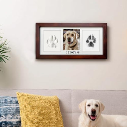 MYPAWLETS Dog Cat Paw Print Kit,Ink&Clay Pawprint Keepsake Frame (Espresso) - color: Espresso
