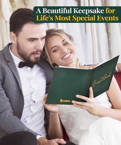 Lankaiva Wedding Guest Book, Guest Book Wedding Reception - Classic Baby Shower Guest Book, 100 Blank Pages for Bridal Shower Birthday Graduation Sign in and Photos, Green - color: Pine Green With Blank Pages