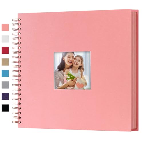 12 x 12 Inch Large DIY Scrapbook Photo Album with Window 80 Pages,Pink | Scrap Book with Craft Paper, Scrapbooking Albums, Memory Book for Weeding, Family, Travel, Baby Shower - color: Pink, size: 12 x 12 inch