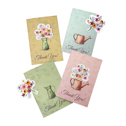 4 Sets of Thank You Greeting Cards for Any Celebrations of Life | Writable and Plantable Bouquet Inserts with Wildflower Seeds & Envelopes, Unique Designs, Gift Cards for Family & Friends - color: Thank You Card Set 6, size: Thank You Cards