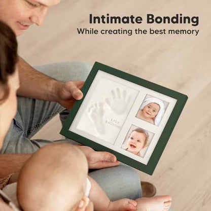 Baby Hand and Footprint Kit,Quick Dry Clay Baby Footprint Kit(Hunter Green) | Pets Paw Kit, Newborn Keepsake Picture Frame for Boys, Girls, Personalized New Mom Gifts for Shower & Registry, Grandparents - color: Hunter Green