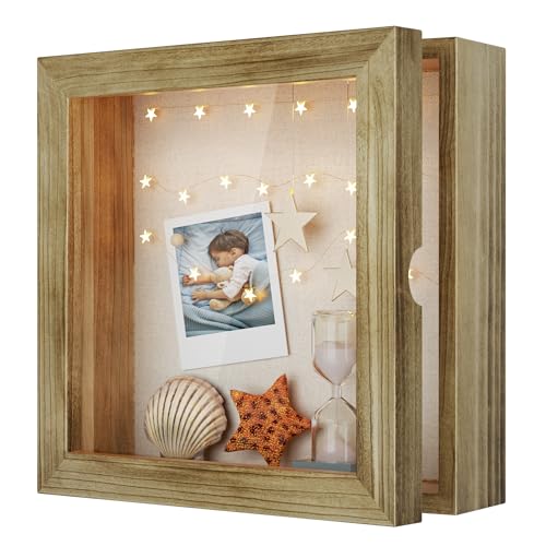 Love-KANKEI Deep Shadow Box Frame 8x8,Solid Wood Frame,Carbonized Black - color: Carbonized Black, size: 8 x 8