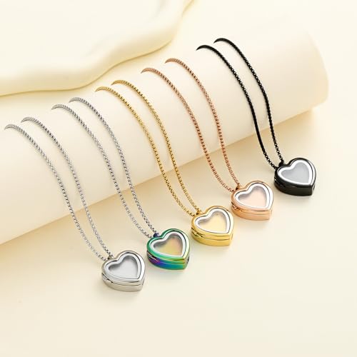 Oinsi Cremation Locket Necklace For Ashes Of Loved One Carry Photo Glass Memorial Urn Jewelry 316L Stainless Steel Keepsake Gifts - color: B-Customize Image