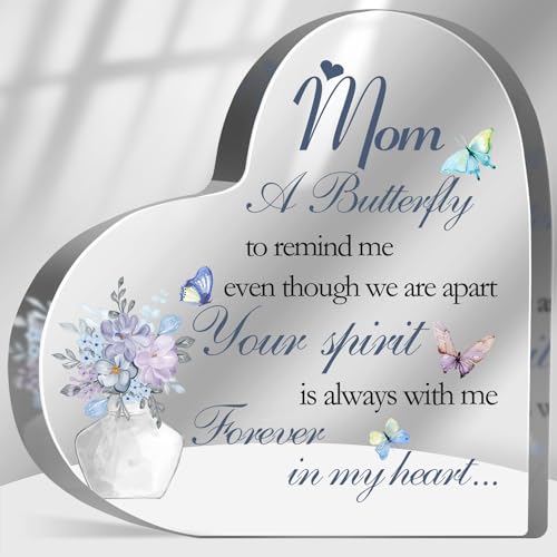 Loss of Mom Sympathy Gift, Memorial Gifts for Loss of Mother Acrylic Keepsake, In Memory Of Loved One Sign, Grief Bereavement Remembrance Sign Plaque Decor - color: Mom(flower)