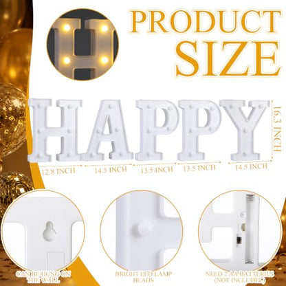 12 Pcs Happy New Year Decorations 2027 New Year's Eve Light up Signs Battery Powered LED Letter Lights for Wall Shelf Table 2027 Midnight Celebration Party Supplies Winter Home Decor - style: Happy New Year