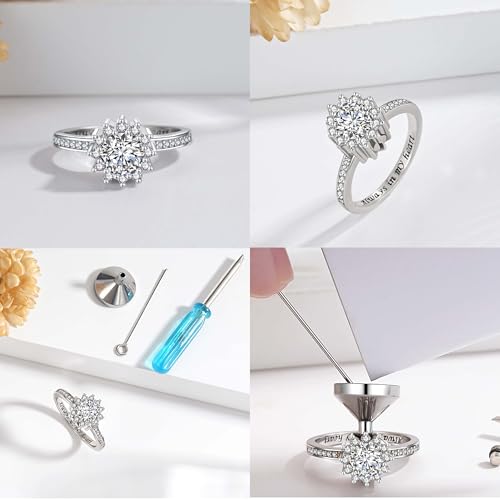 925 Sterling Silver Urn Rings for Ashes for Women - Sunflower Ash Ring Cubic Zirconia Memorial Keepsake Cremation Jewelry Gifts for Loss of a Loved One - style: Sunflower