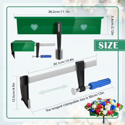 2 Pack Headstone Flower Saddle, Adjustable Cemetery Floral Holder for 3"-8" Graves, Wind-Resistant&Non-Slip Grip Tombstone Saddle, DIY Memorial Decorations (2 Set 5" to 8")