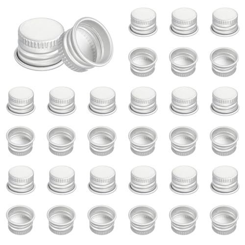 PATIKIL 15mm Metal Round Screw Lids, 36 Pcs Aluminum Mason Jar Lids Screw Top Caps for Lab Home Storage Jars Gallon Jugs Glass Snack Containers Liquid Storage, Silver Tone - size: 15mm
