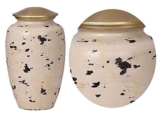 BOLD & DIVINE Wooden Distressed Cremation Urn | Human Ashes Adult Memorial urn, Burial, Funeral Cremation Urns | 200 Cubic Inches (Large/Adult) with Unique Velvet Bag - color: Wooden Distressed
