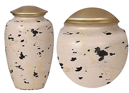 BOLD & DIVINE Wooden Distressed Cremation Urn | Human Ashes Adult Memorial urn, Burial, Funeral Cremation Urns | 200 Cubic Inches (Large/Adult) with Unique Velvet Bag - color: Wooden Distressed