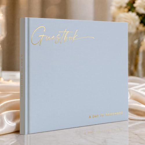 Beautiful Wedding Guest Book for Your Wedding Reception w/ Polaroid Photos | Simply Elegant Guestbook to Sign in and Add Photos - The Perfect Baby Shower Guest Book for the Special Day - color: Blue