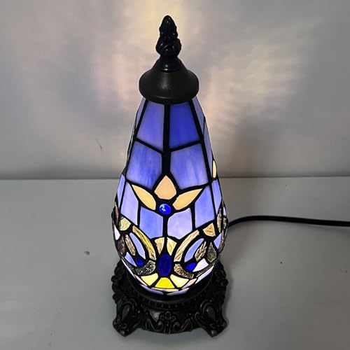 Small Tiffany Stained Glass Table Lamp 5.5X11 Inch, Blue Baroque - color: Stained Glass