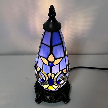 Small Tiffany Stained Glass Table Lamp 5.5X11 Inch, Blue Baroque - color: Stained Glass
