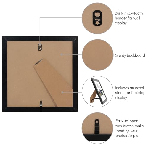 Americanflat Dad Picture Frame - Use as 4x6 Frame with 3 Interchangeable Mats or Display 8x8 Photos without Mat - Signature Collection - Black - size: 8x8, style: Dad Picture Frame