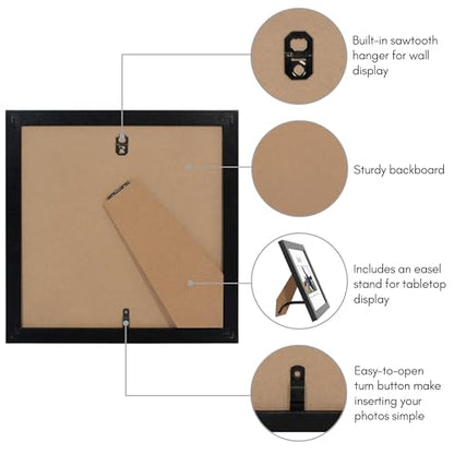 Americanflat Dad Picture Frame - Use as 4x6 Frame with 3 Interchangeable Mats or Display 8x8 Photos without Mat - Signature Collection - Black - size: 8x8, style: Dad Picture Frame