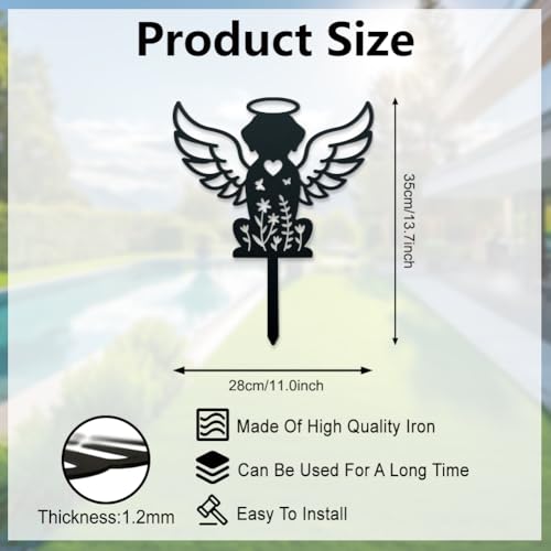 WADORN Dog Cemetery Metal Decorative Garden Stakes, Black Dog Grave Metal Outdoor Statues Silhouette Dogs Angel Wings Animal Silhouette for Garden Backyard Lawn Decors Dogs Lover Commemorative Gift