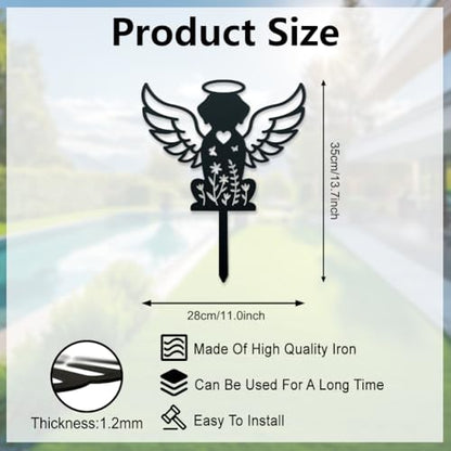 WADORN Dog Cemetery Metal Decorative Garden Stakes, Black Dog Grave Metal Outdoor Statues Silhouette Dogs Angel Wings Animal Silhouette for Garden Backyard Lawn Decors Dogs Lover Commemorative Gift