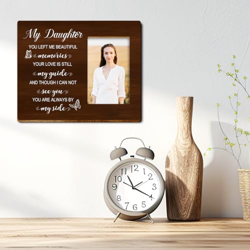 Daughter You Left me Beautiful Memories Wood Picture Frame,Memory Gifts for Loss of Daughter,Memorial Gift for Loss of Daughter,Sympathy Gifts Photo Frame - style: Daughter-1