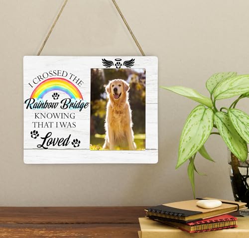 Dog Memorial Photo Frame, I Crossed the Rainbow Bridge Pet Memorial Picture Frame Gifts for Dog Lover, 4x6 inch Photo - style: Rainbow Bridge