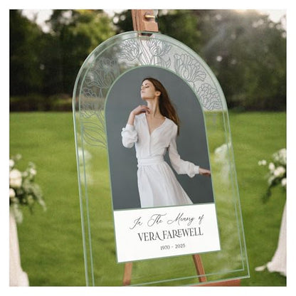 In Loving Memory Sign with Photo - Custom Funeral Welcome Board - Personalized Memorial Display for Services - color: Sign 10