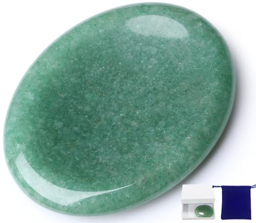 Thumb Worry Stone Green Aventurine Crystal Trinkets Crystals and Healing Stones Oval Natural Fidget Meditation Accessories Gemstones Reiki Pocket Palm Tiny Anxiety Relief Items for Women Men - color: Green-aventurine
