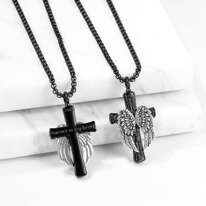 Aniu S925 Sterling Silver Urn Necklace Cremation Jewelry for Ashes - color: Black Cross - A