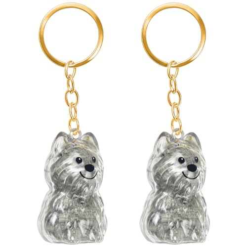 ELANE Dog Hair Keepsake，2 Pack Pet Hair Memorial Keepsake Pet Hair Keychain Keepsake (Clear-Westie) - color: Clear-westie