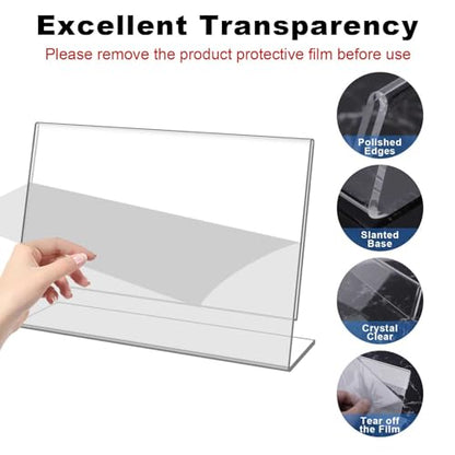 6 Pack 7"x 5" Clear Acrylic Self Standing Picture Frames，Photo Frame Stand Perfect for Showcasing Memories Tabletop Display for Home or Office Décor，Horizontal