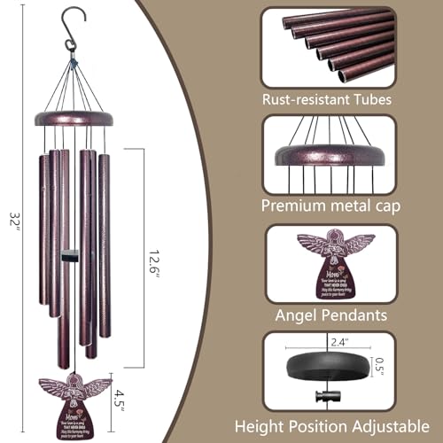 Gardening Gifts for Mom - 32" Angel Wind Chimes for Mothers Day Meaningful Moms Gift, Mama Gifts for Patios, Backyard, Lawn, Unique Birthday Gift for Mom from Daughter - size: F-Mothers Gift