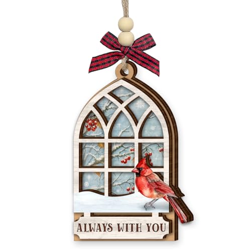 Cardinal Christmas Ornaments 2025 - Wooden Memorial Ornaments for Loss of Loved One, Mom, Dad, Grandparents, Remembrance Hanging Ornament - Red Cardinal Sympathy Bereavement Gifts