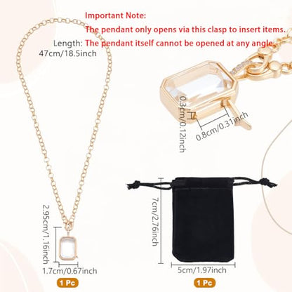 NBEADS Locket Pendant Necklaces, Memory Locket Charms Brass Floating Memory Necklace - style: Rectangle
