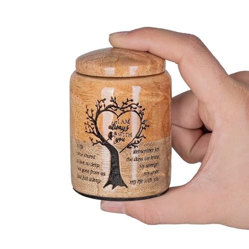 I Am Always with You Wooden Cremation Urn for Human Ashes – Tree of Life Heart Engraved Keepsake Urn 3 Cu in – Small Burial & Memorial Urn Adult - size: Single Keepsake