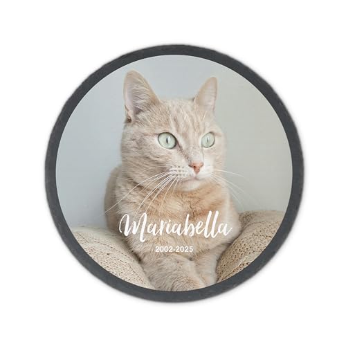Weddingstar Custom Photo Printed 9 ⅞" Round Black Slate Garden Stone - Pet Tribute - color: Pet Tribute