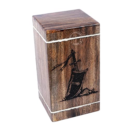 Rosewood Cremation Urns for Human Ashes Adult Large - Wooden Burial Urn for Columbarium - Funeral Urn Box (250 Cubic Inches - MW, Cross Shield Sword) - color: Cross Shield Sword, size: 250 Cubic Inches - MW