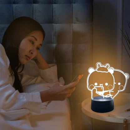 3D Night Light Bubuuu and Duduuu Gifts, Bear Shaped Table Lamp with Remote Control Gifts for Girls Birthday Christmas Valentine - color: night light 4