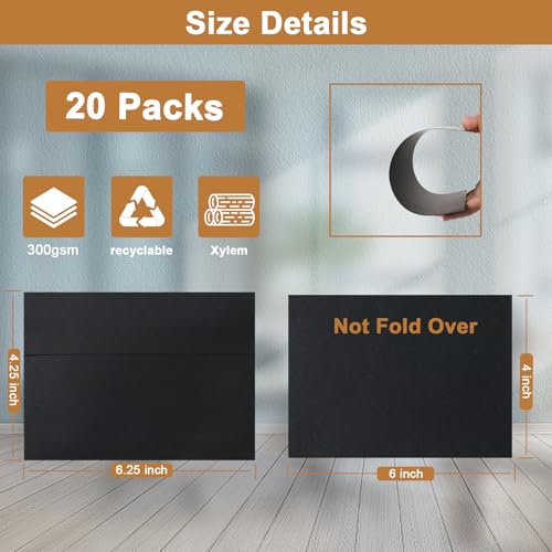 Silunkia 20 Packs Black Blank Greeting Cards and Envelopes 4 x 6 - color: Black, size: 4x6-20pcs
