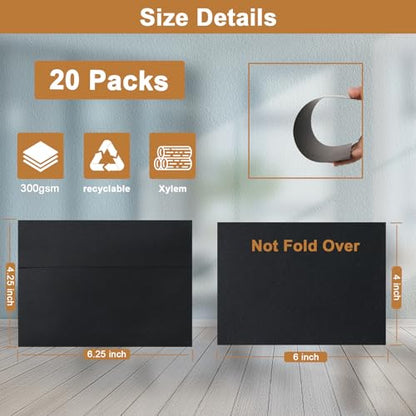 Silunkia 20 Packs Black Blank Greeting Cards and Envelopes 4 x 6 - color: Black, size: 4x6-20pcs