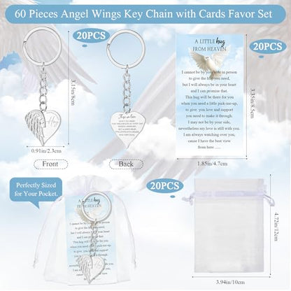 Ecally 20 Sets Funeral Favors for Guest Celebration of Life Keychains Memorial Service Sympathy Gifts for Family Church Decoration (Angel) - style: Angel