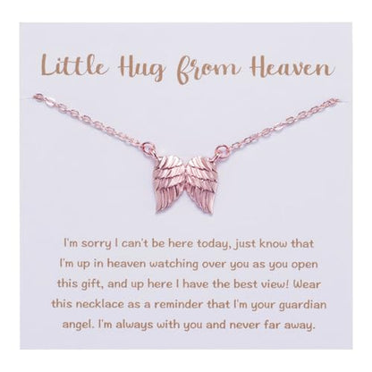 Little Hug from Heaven Angel Wings Necklace Gift for Women, Guardian Angel Sympathy Condolence Gift for Loss Mom Dad - style: angel wings neck rose