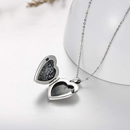 MEDWISE 925 Sterling Silver Locket Necklace That Holds Pictures Photo Necklace Oxidized Rose Flower/Sunflower/Compass/Celtic Heart Pendnat Lockets Gifts for Women Birthday Christmas Gifts - style: D-Custom Rose Flower