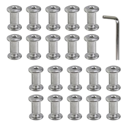 Oedema 20 Sets M6×6mm Silver Chicago Screws Countersunk Leather Rivets Stainless Steel Binding Screw Post for Leather Crafting, Bed, Φ8×12mm Barrel Nuts and Bolts - size: M6x6mm
