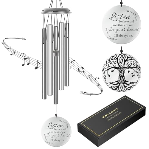 Sympathy Wind Chimes for Loss of Loved One, 39" Memorial Windchimes Outdoor - size: 39“-Silver