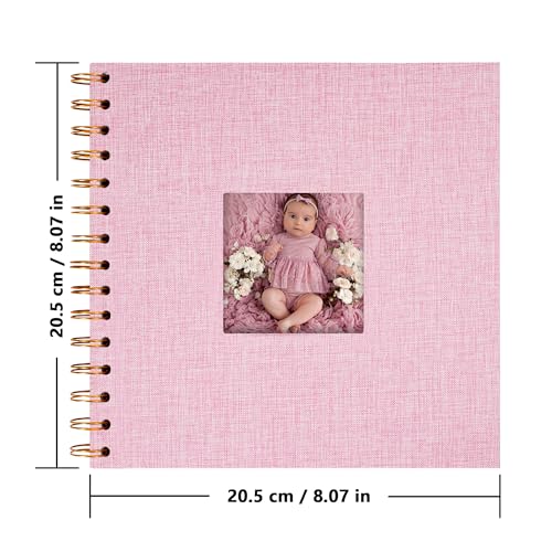 Scrapbook Photo Album, Linen Covered, 8x8 Inches, 20 Sheets/40 Pages | Hardcover Kraft White Pages, Wedding Guest Book, Travel Memory Book, Christmas, Baby Shower Keepsake, Family Album - color: Pink, size: 8x8 Inch 40 Pages