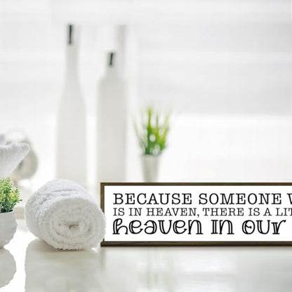 Farmhouse Style Sign, Bereavement Sign, Sympathy Gift, Because Someone We Love Is In Heaven, Memorial Sympathy Gift, Home Wall Decor Wood Framed, Wood Plaque Signs, 38 * 8.5 In A64